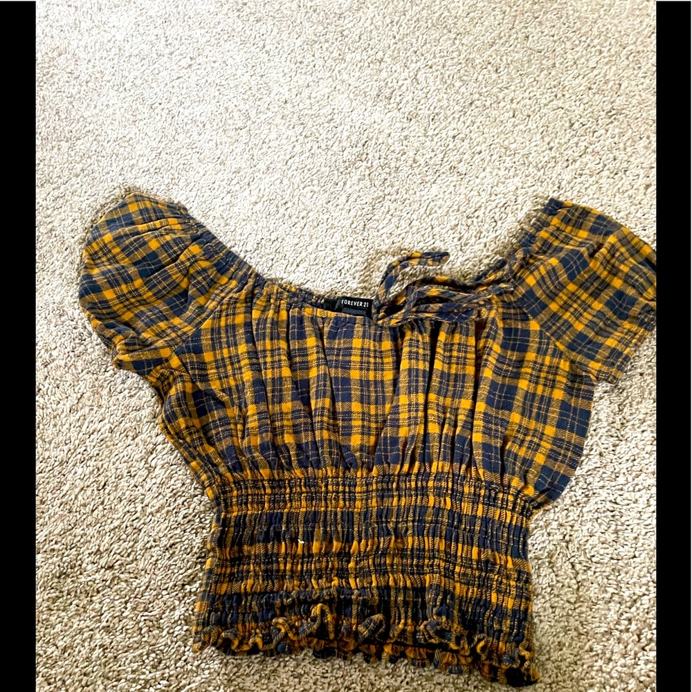 Blue and yellow crop top- cute for summer!